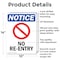 Signmission No Re-Entry OSHA Notice Sign, Aluminum, 10in W x 14in L, 2PK OS-2PACK-NS-A-1014-V-14771 - alternate 5